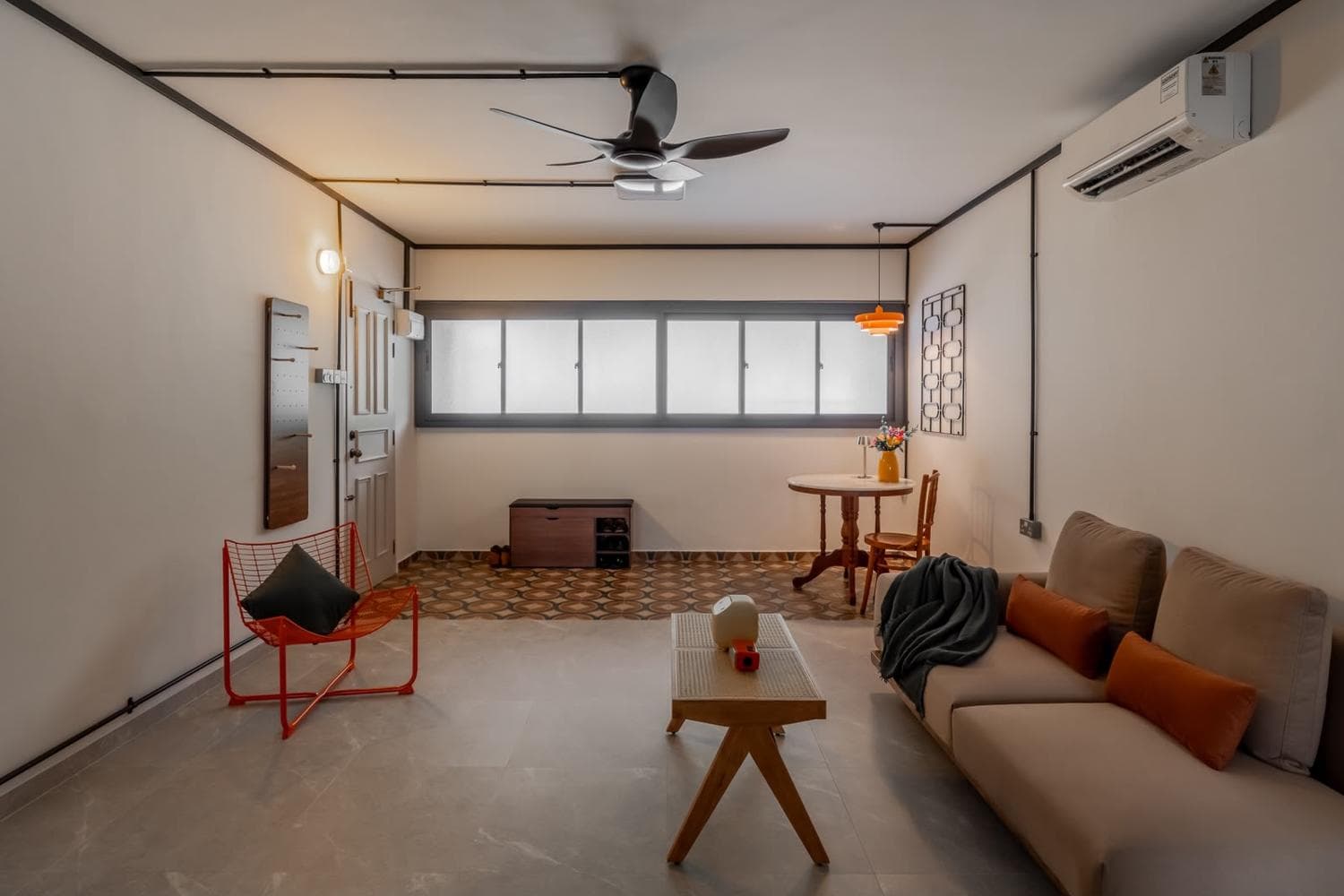 Industrial-Retro Walnut Kitchen, Living & Bed Room