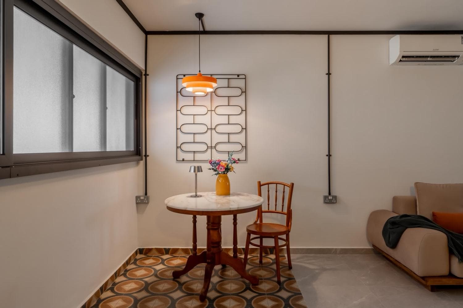 Industrial-Retro Walnut Kitchen, Living & Bed Room